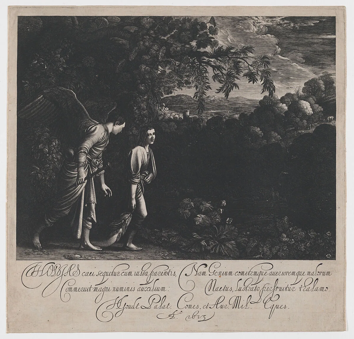 Tobias and the Angel (large plate) — Hendrick Goudt|Adam Elsheimer