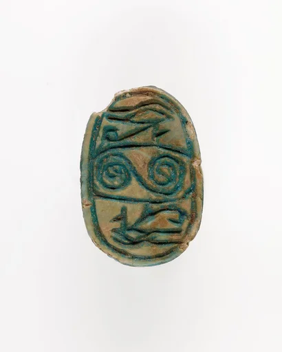 Scarab with Wedjat and Scroll Decoration