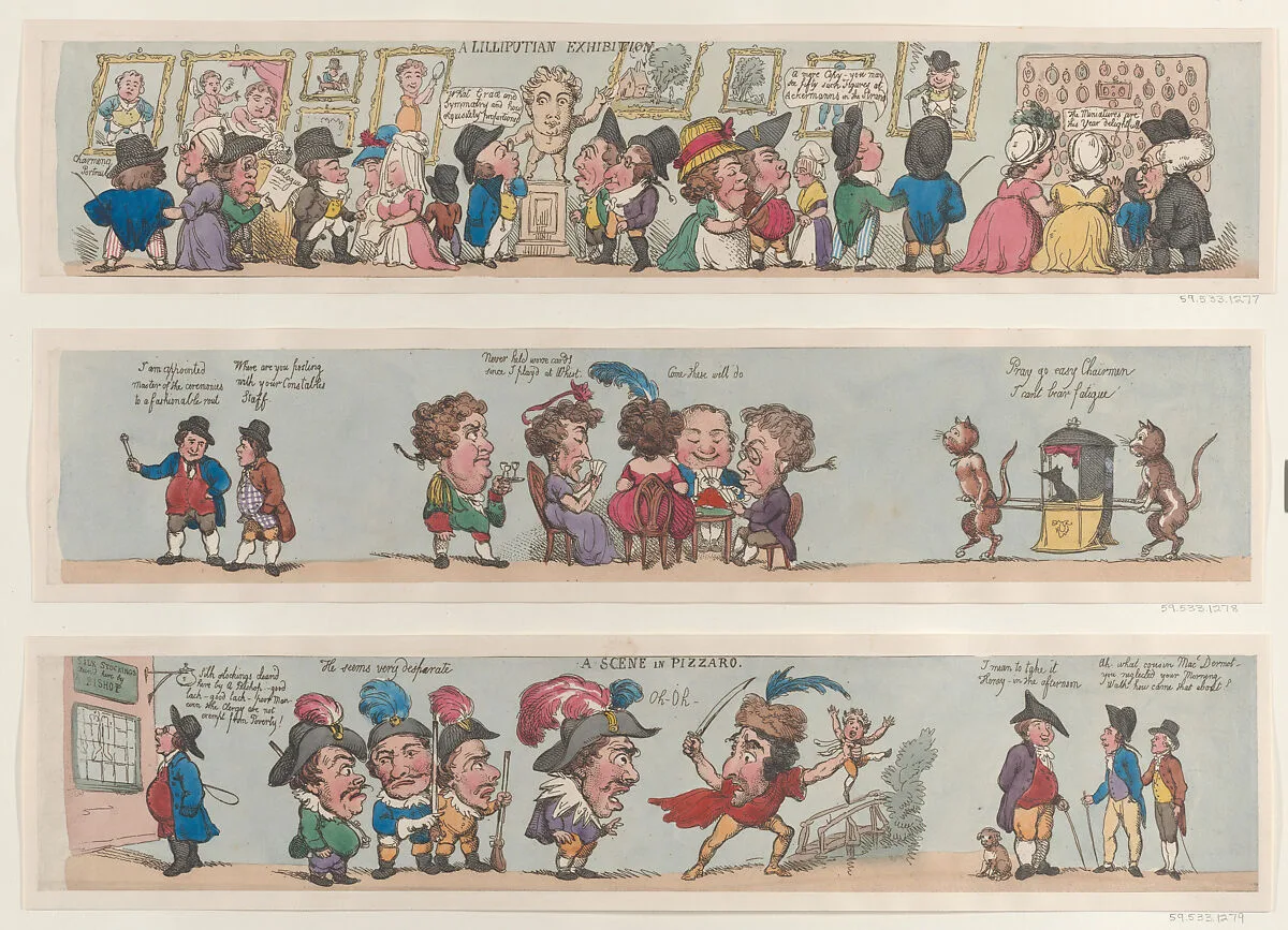 A Scene in Pizzaro, Grotesque Borders for Rooms & Halls (?) — George Murgatroyd Woodward|Thomas Rowlandson|Rudolph Ackermann, London