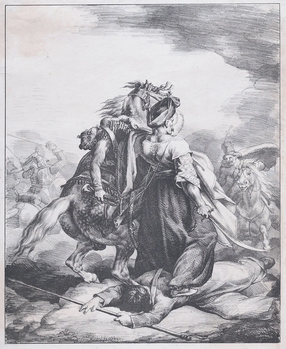 Mamluk Defending a Wounded Trumpeter — Théodore Gericault