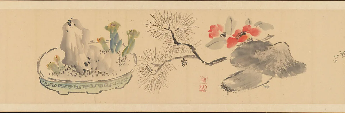 岡田半江筆 花卉図巻|Letter Enclosing Flowers — Okada Hankō
