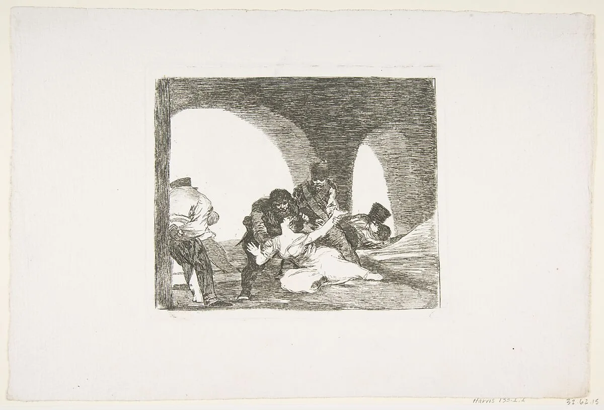 Plate 13 from "The Disasters of War" (Los Desastres de la Guerra): 'Bitter to be Present' (Amarga presencia) — Goya (Francisco de Goya y Lucientes)