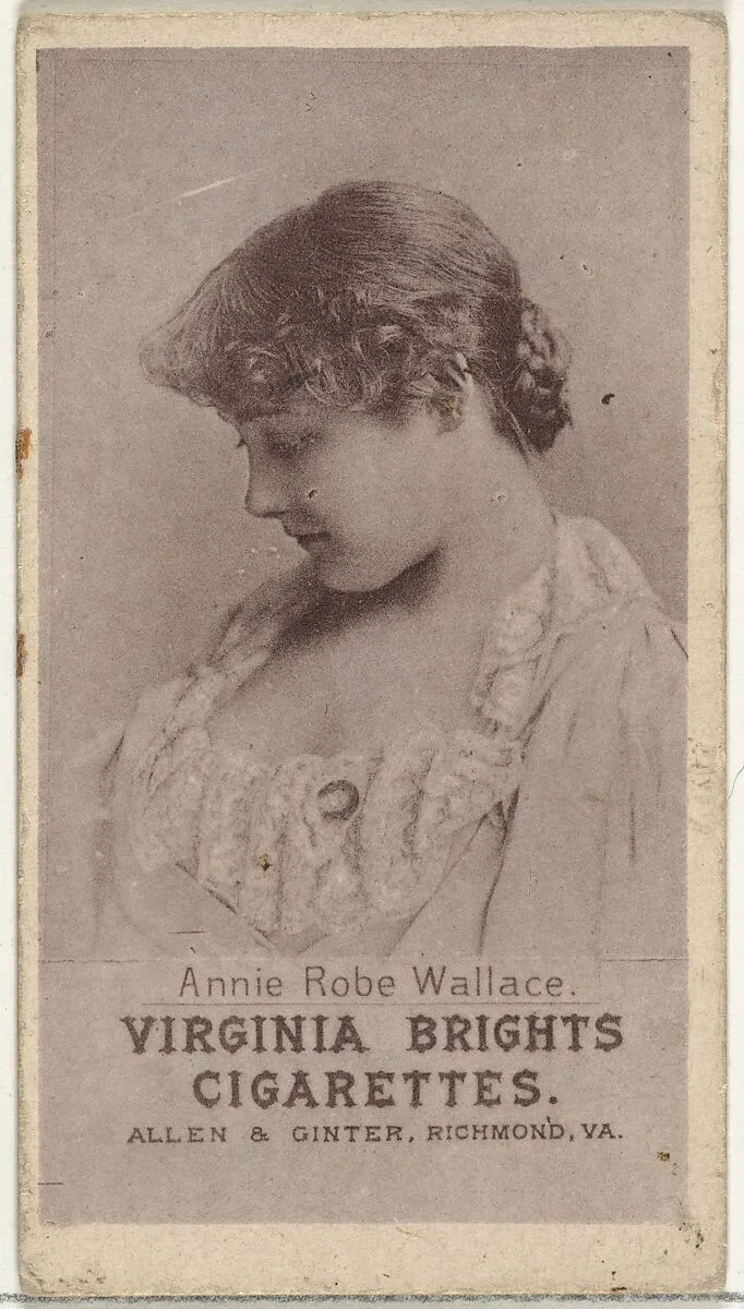 Annie Robe Wallace, from the Actresses series (N67) promoting Virginia Brights Cigarettes for Allen & Ginter brand tobacco products — Allen & Ginter