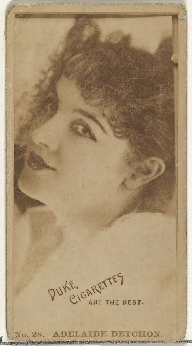 Card Number 28, Adelaide Detchon, from the Actors and Actresses series (N145-6) issued by Duke Sons & Co. to promote Duke Cigarettes — W. Duke, Sons & Co.