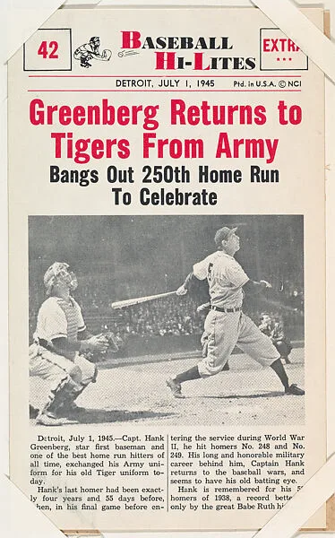 Capt. Hank Greenberg #42 from Nu-Card Baseball Hi-Lites series (W460) — Nu-Card, Inc.