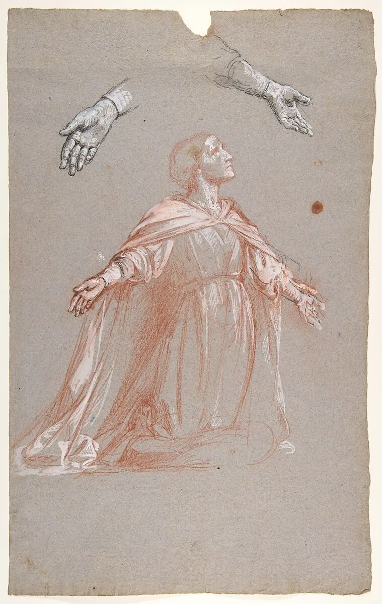 Sainte Clotilde (middle register; study for wall paintings in the Chapel of Saint Remi, Sainte-Clotilde, Paris, 1858) — Isidore Pils