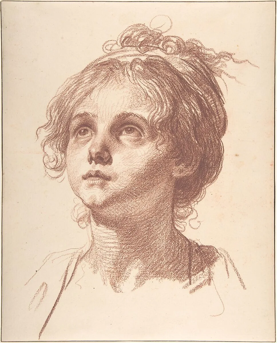 Head of a Girl Looking Up — Jean-Baptiste Greuze