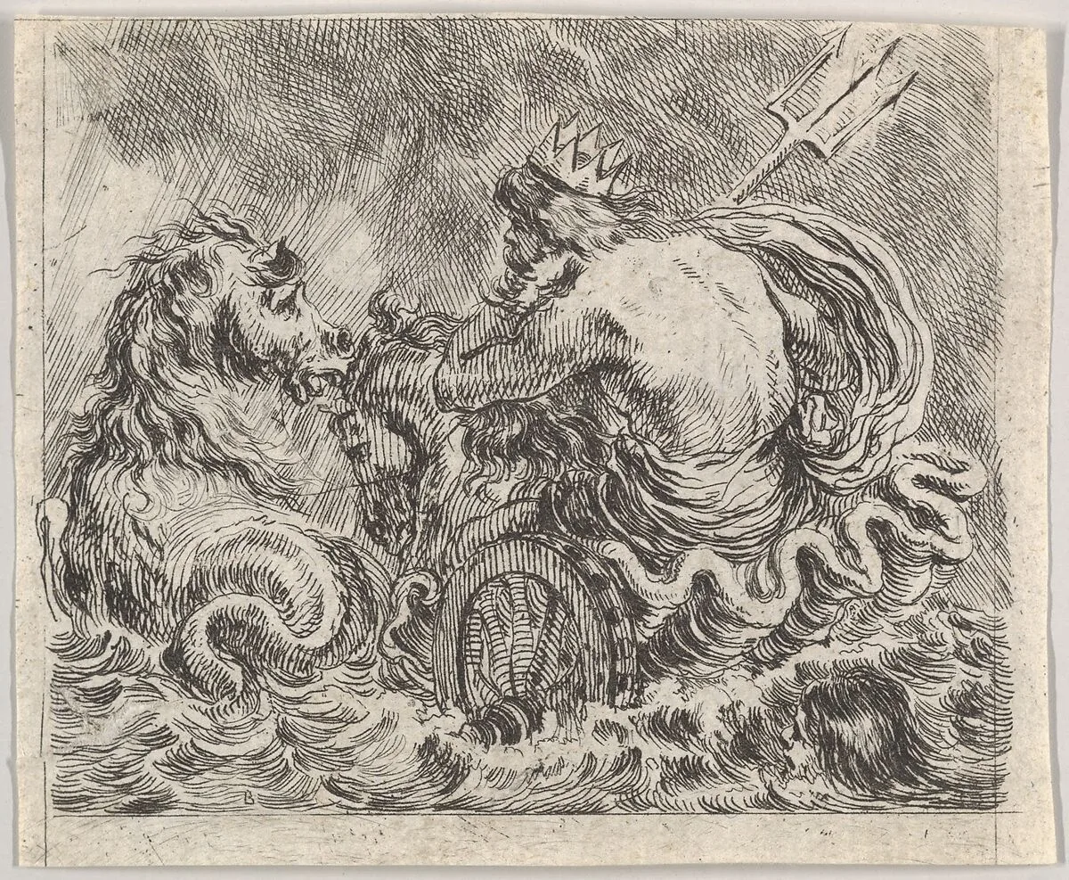 Neptune, from 'Game of Mythology' (Jeu de la Mythologie) — Stefano della Bella