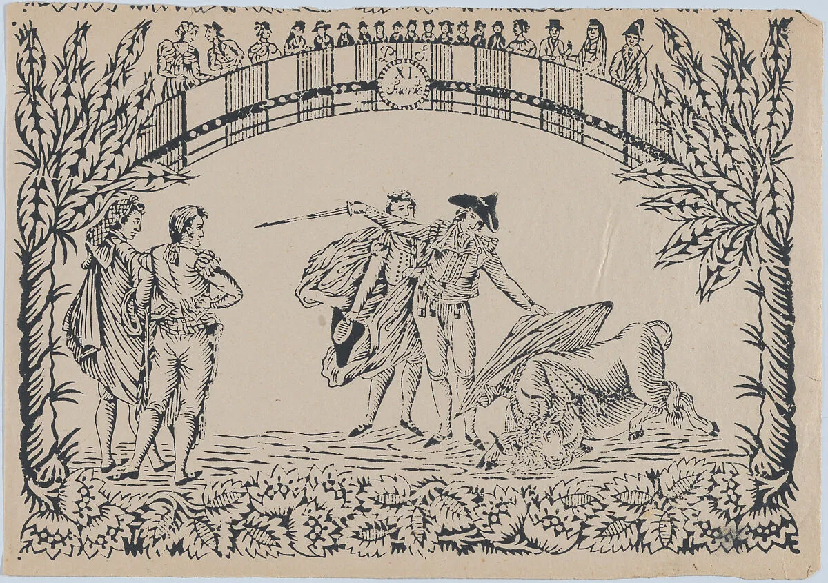 Suerte XI: The death of the bull — Antonio Carnicero|Anonymous, Spanish, 19th century