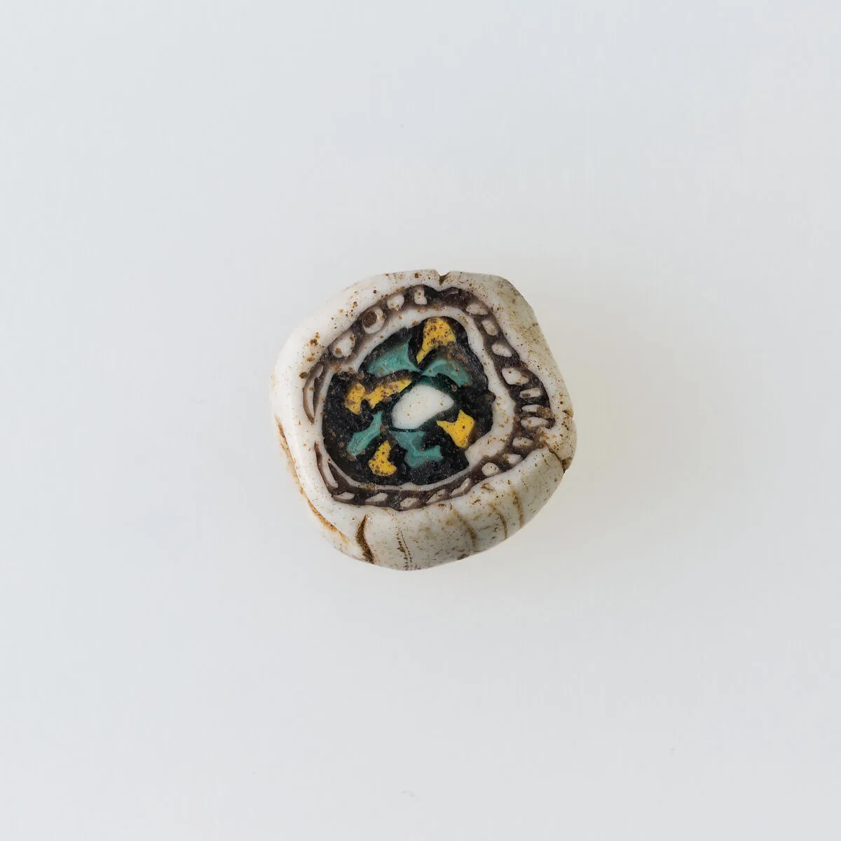 Inlay / bead blank, floral design — Unknown