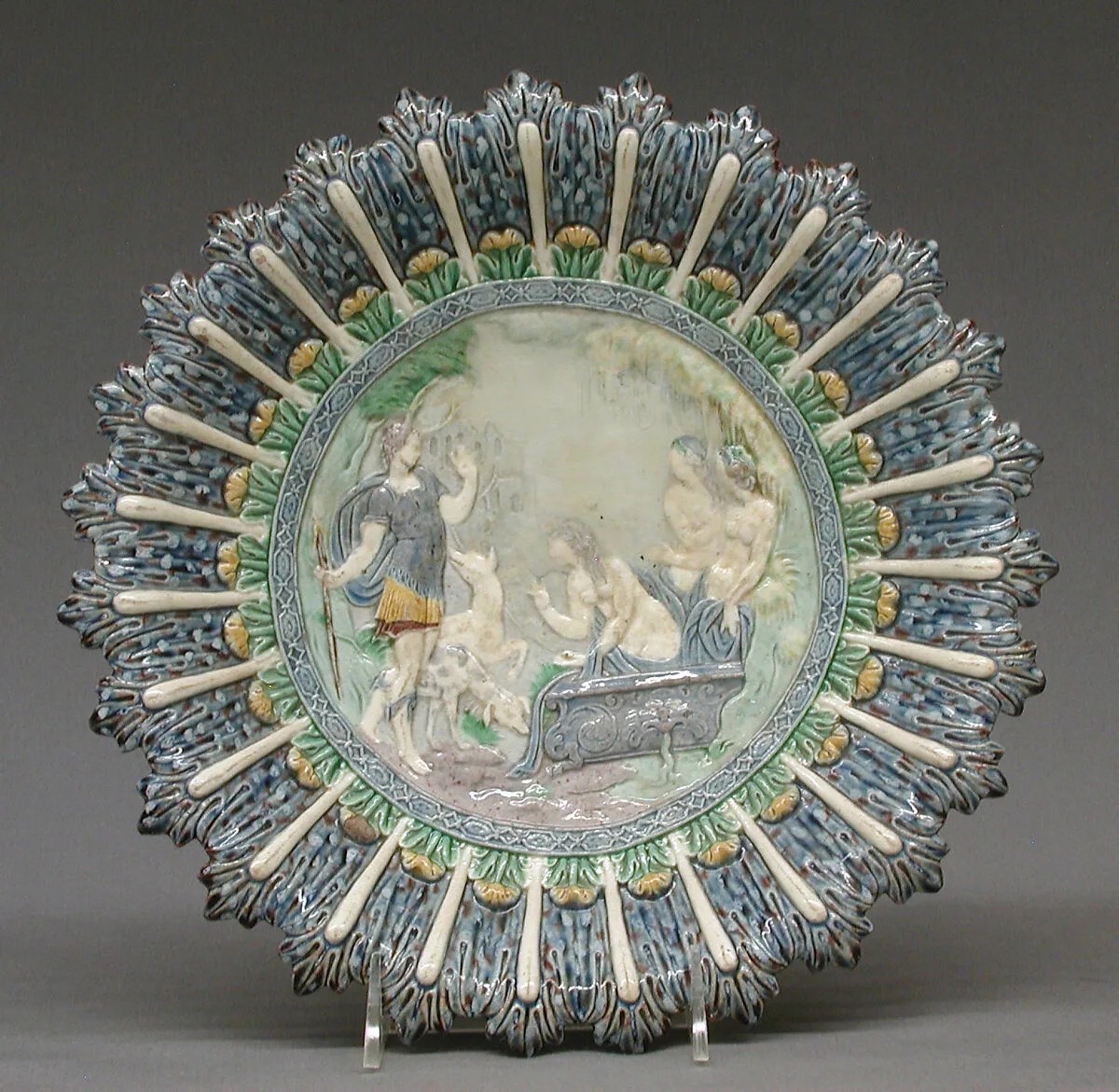 Dish with Acteon changed into a stag by Diana — Bernard Palissy