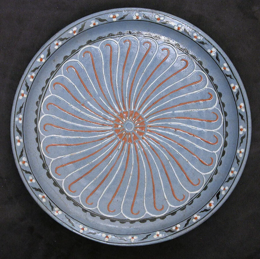 Blue-ground Dish with Floral and 'Cintamani' Designs — Unknown