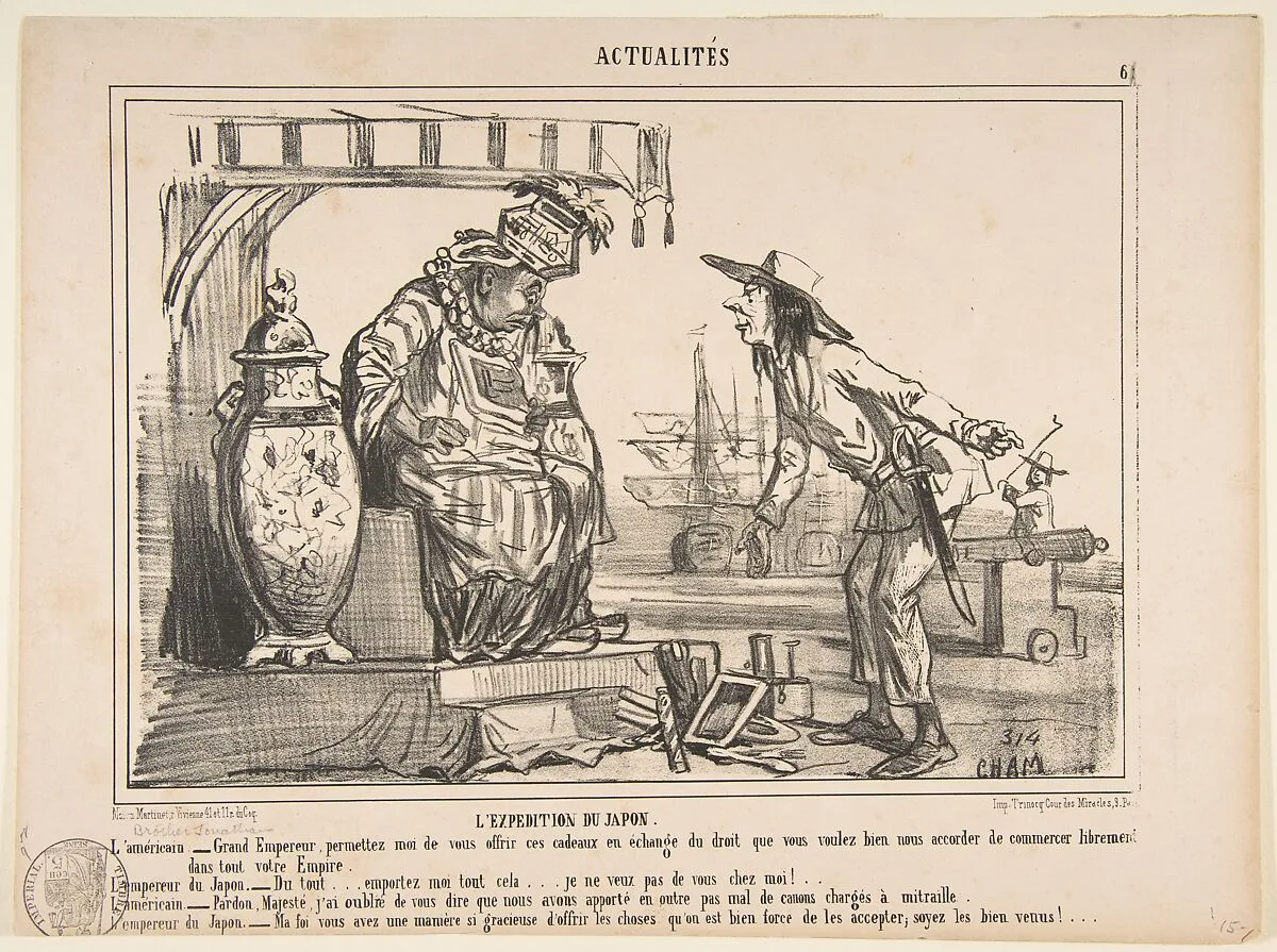 The Japan Expedition, from Actualités, published in Le Charivari — Aaron Martinet|CHAM (Amédée Charles Henri, Comte de Noé)|Charles Trinocq