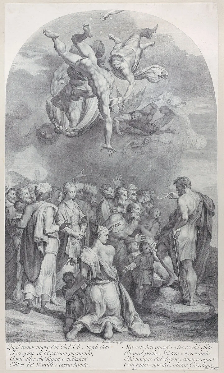 Plate 41: Saint John the Baptist preaching to a large crowd and baptizing children — Giampietro Zanotti|Bartolomeo Crivellari|Gabriel Söderling|Pellegrino Tibaldi