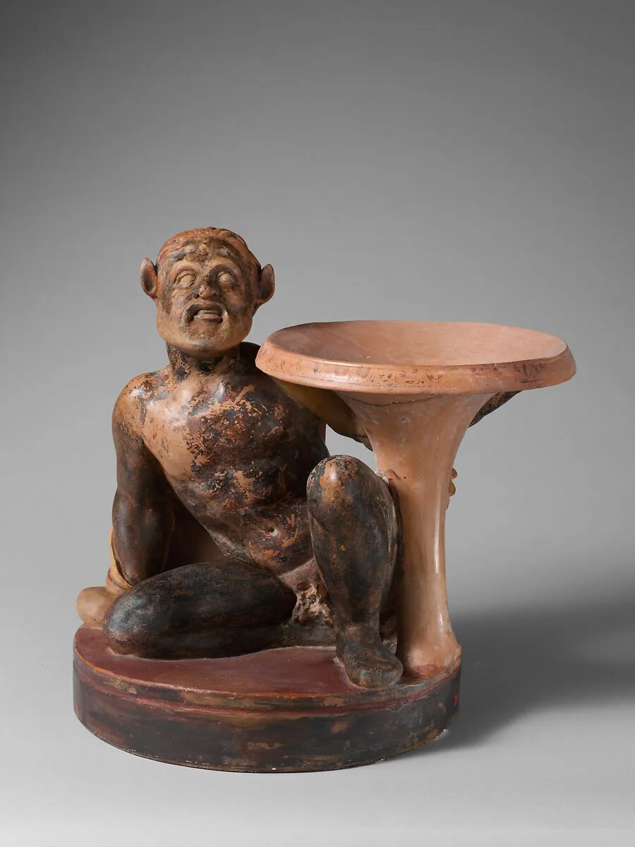 Terracotta stand with a satyr — Unknown