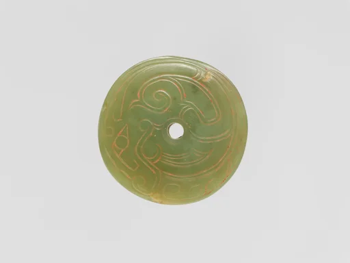 西周 玉饰|Circular plaque with incised decoration