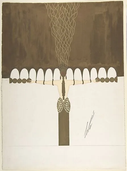 Design for "Porteuse" of "Quatrième Voile" for "Les Mariages," George White's Scandal — Erté (Romain de Tirtoff)