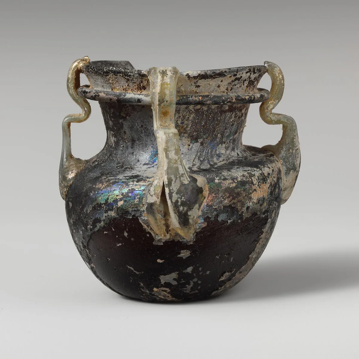 Glass jar with four handles — Unknown