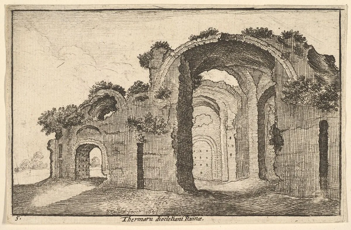 Thermaru diocletiani Ruinae (Baths of Diocletian), from "Roman Ruins" — Sebastiaen Vrancx|Wenceslaus Hollar