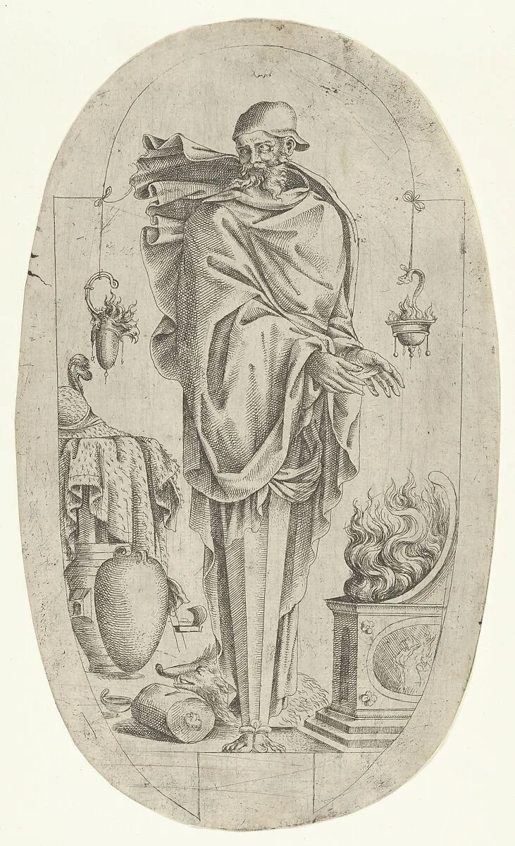 Term in the Form of an Old Man Warming His Hands — Jean Mignon