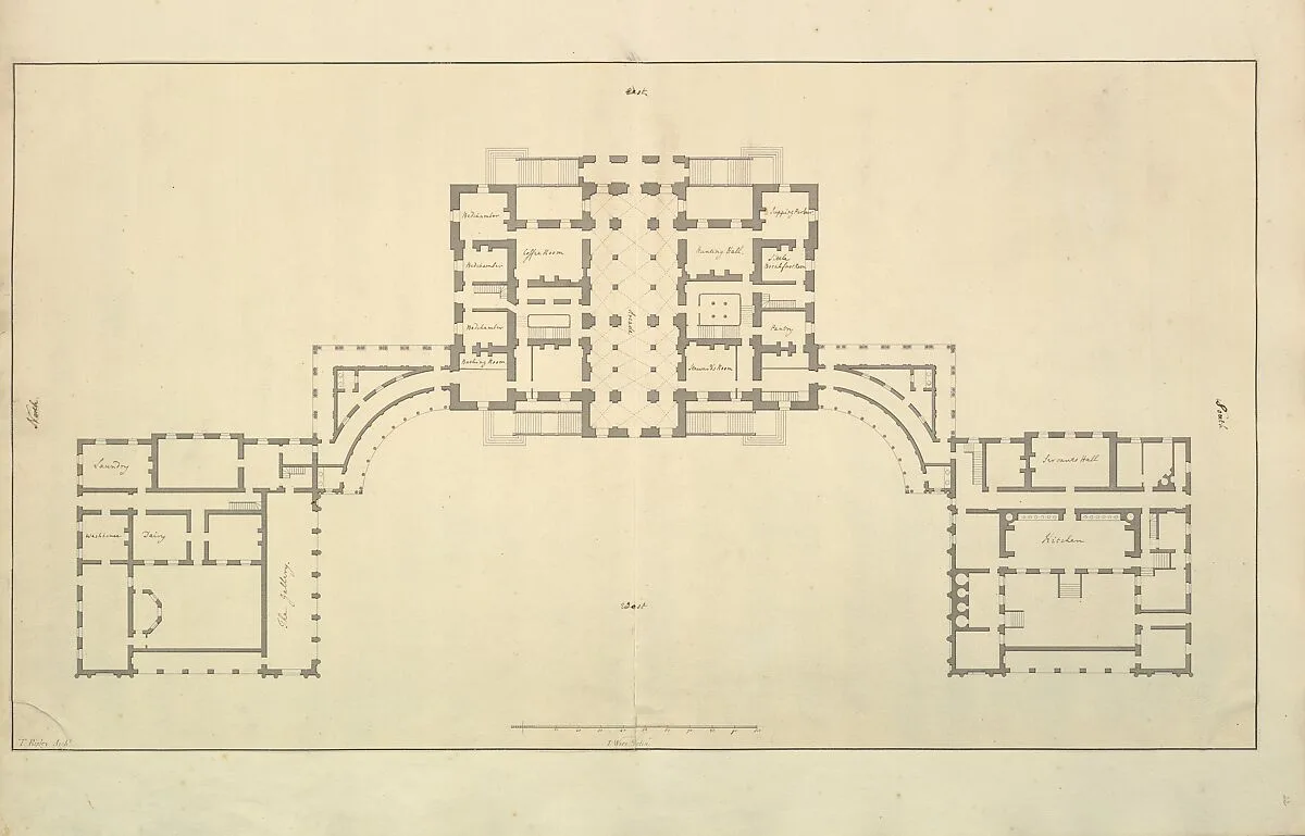 Houghton Hall, Norfolk, Ground Floor (Basement) Plan — Isaac Ware