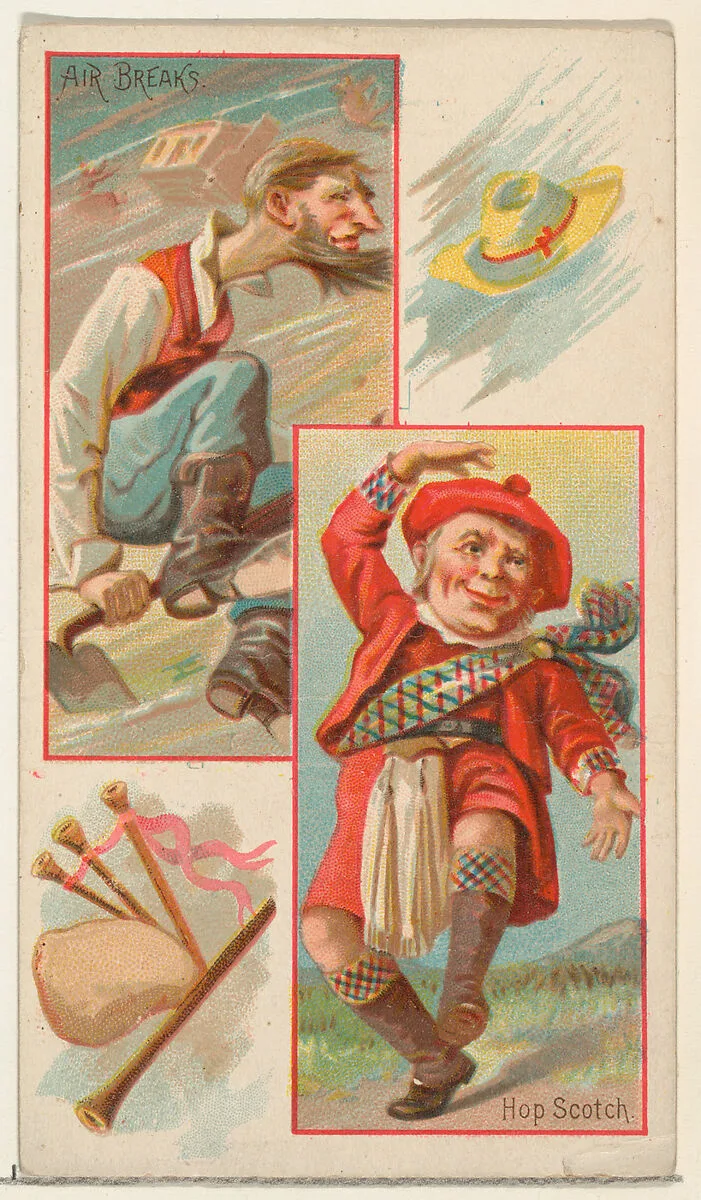 Air Breaks / Hop Scotch, from the Jokes series (N118) issued by Duke Sons & Co. to promote Honest Long Cut Tobacco — American Tobacco Company|George S. Harris & Sons|W. Duke, Sons & Co.