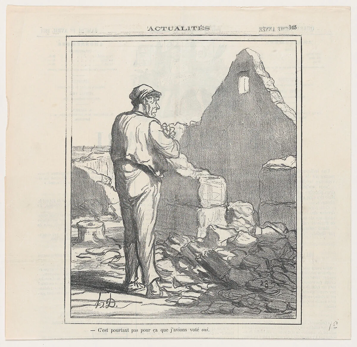 I didn't vote yes for this!, from 'News of the day,' published in Le Charivari, April 1, 1871 — Honoré Daumier
