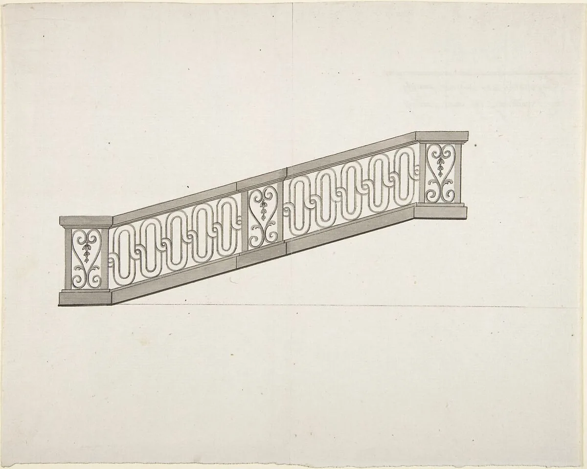Design for Ornamented Stair Railing — Anonymous, French, 18th century