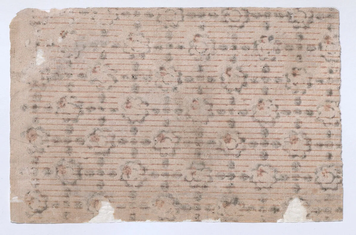 Sheet with stripe and floral pattern — Anonymous