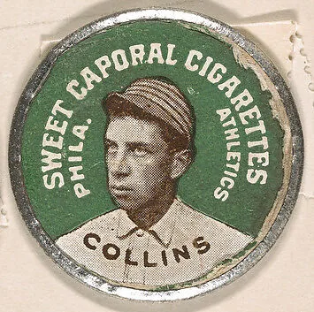 Collins, Philadelphia Athletics (green), from the Domino Discs series (PX7), issued by Kinney Brothers — Kinney Brothers Tobacco Company