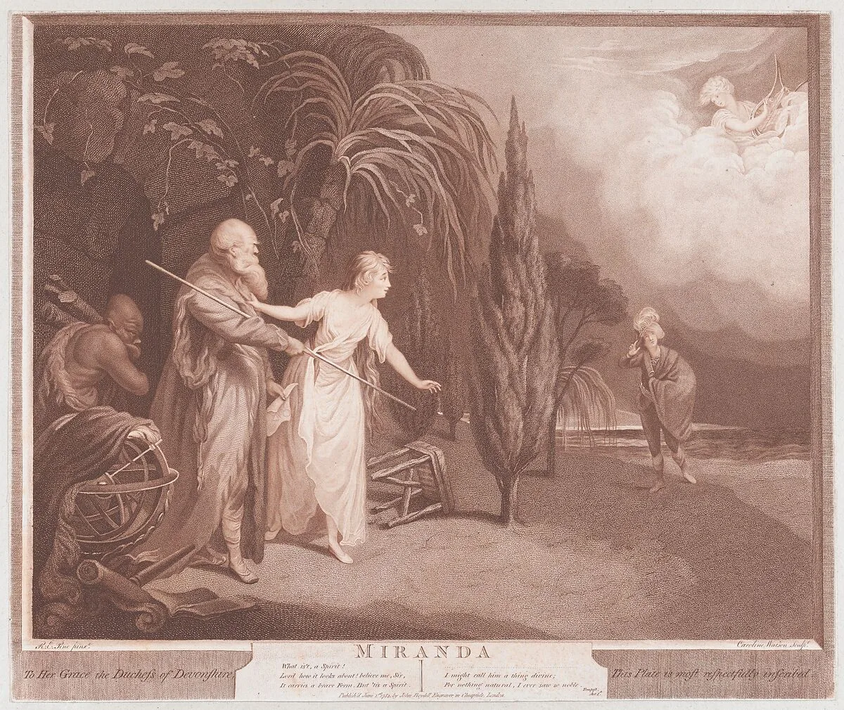 Miranda (Shakespeare, The Tempest, Act 1, Scene 2) — Caroline Watson|Robert Edge Pine|John Boydell|William Shakespeare