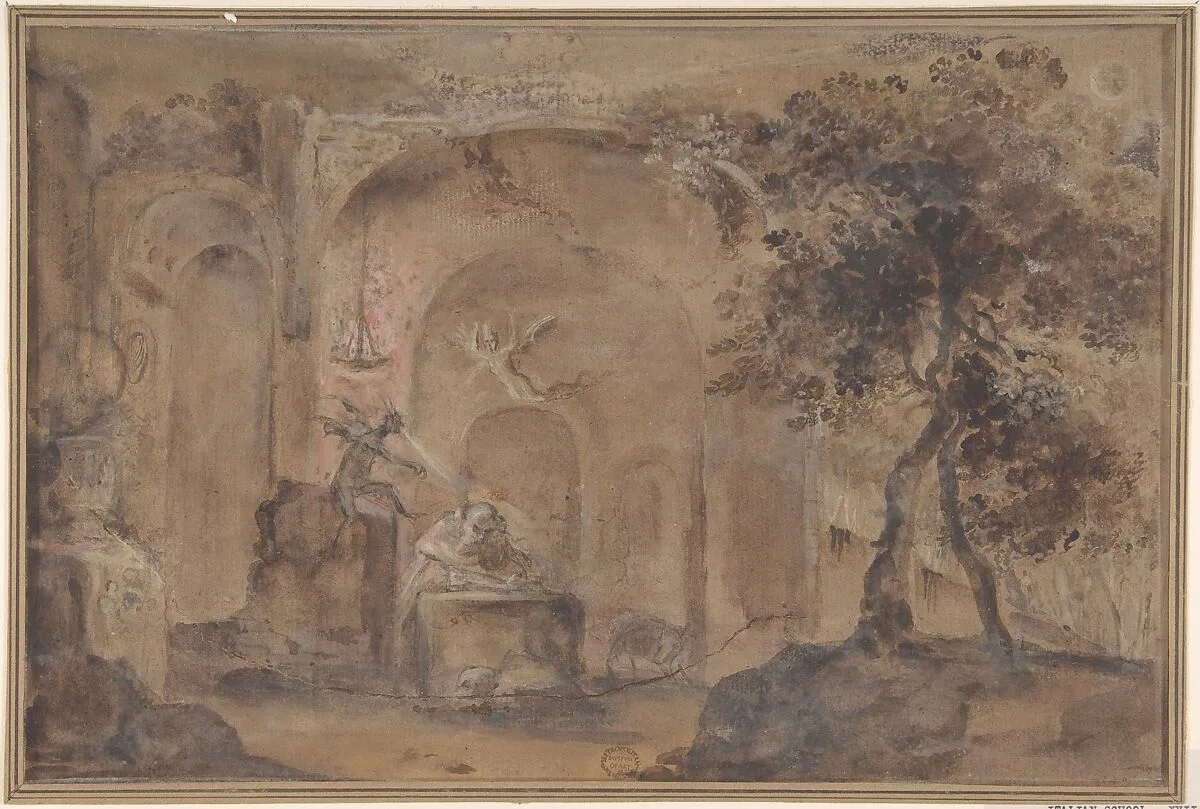 The Temptation of Saint Anthony — Anonymous, Italian, Roman-Bolognese, 17th century