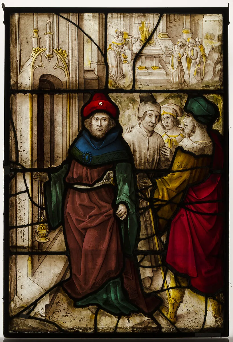 Glass Panel with Profanation of Jerusalem and the Sacred Rites of The Temple — Unknown