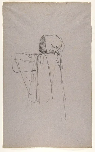 Monk (lower register); verso: Drapery Study for a Bishop (lower register); (studies for wall paintings in the Chapel of Saint Remi, Sainte-Clotilde, Paris, 1858)