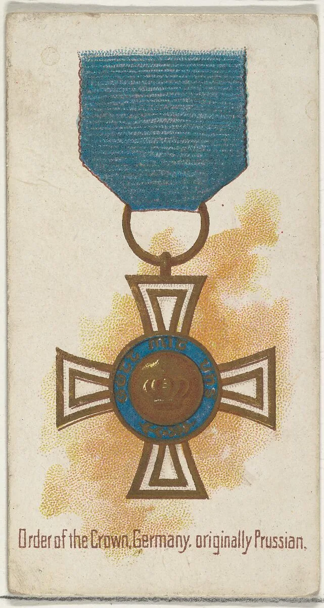 Order of the Crown, Germany, originally Prussian, from the World's Decorations series (N30) for Allen & Ginter Cigarettes — Lindner, Eddy & Claus|Allen & Ginter