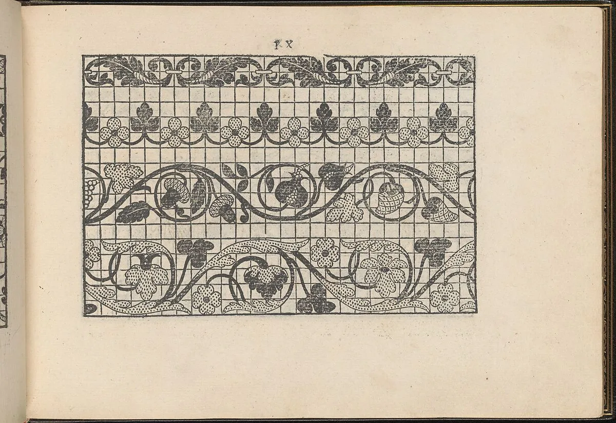 La Vera Perfettione del Disegno di varie sorti di recami, page 5 (recto) — Giovanni Ostaus|Giuseppe Salviati (Giuseppe Porta, called Il Salviati)