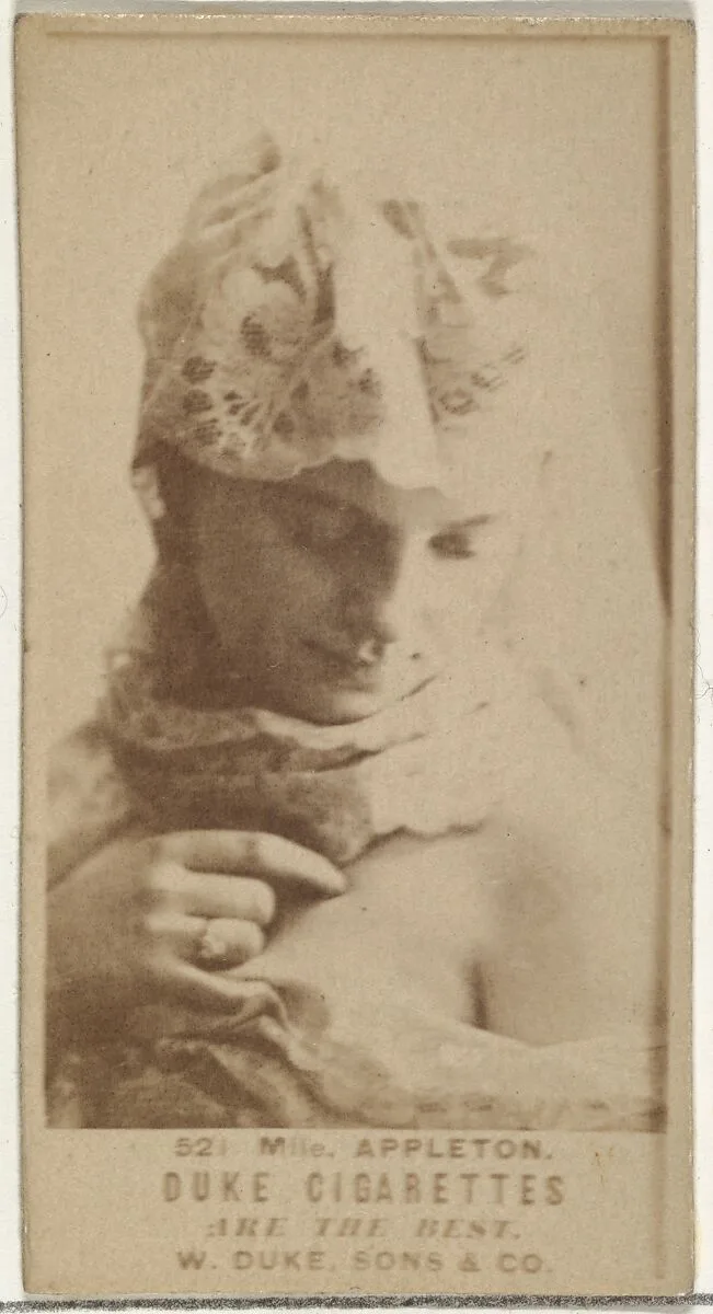 Card Number 521, Mlle. Appleton, from the Actors and Actresses series (N145-7) issued by Duke Sons & Co. to promote Duke Cigarettes — W. Duke, Sons & Co.