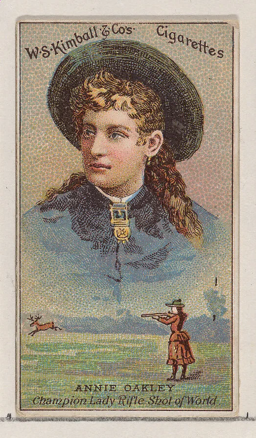 Annie Oakley, Champion Lady Rifle Shot of the World, from the Champions of Games and Sports series (N184, Type 1) issued by W.S. Kimball & Co. — W.S. Kimball & Co.