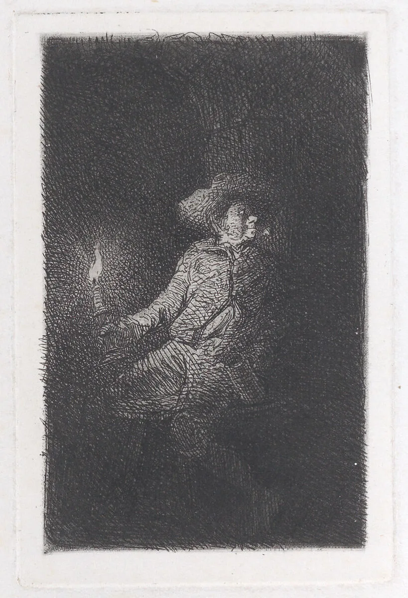 A Man in a Cave — Charles Jacque