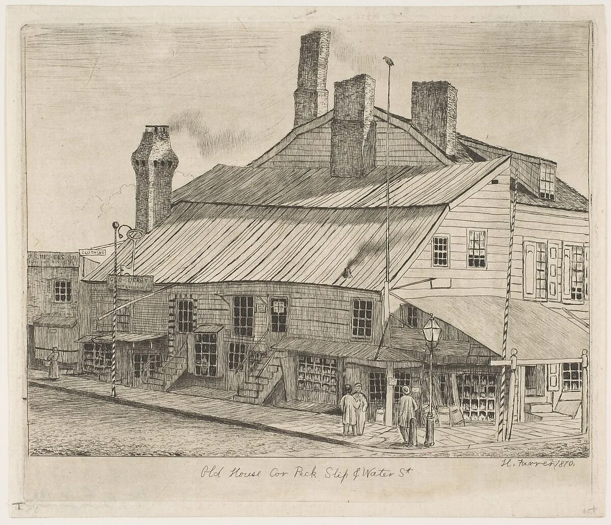 Old House, Corner of Peck Slip and Water Street, from "Scenes of Old New York" — Henry Farrer