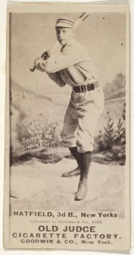 Gil Hatfield, 3rd Base, New York, from the Old Judge series (N172) for Old Judge Cigarettes