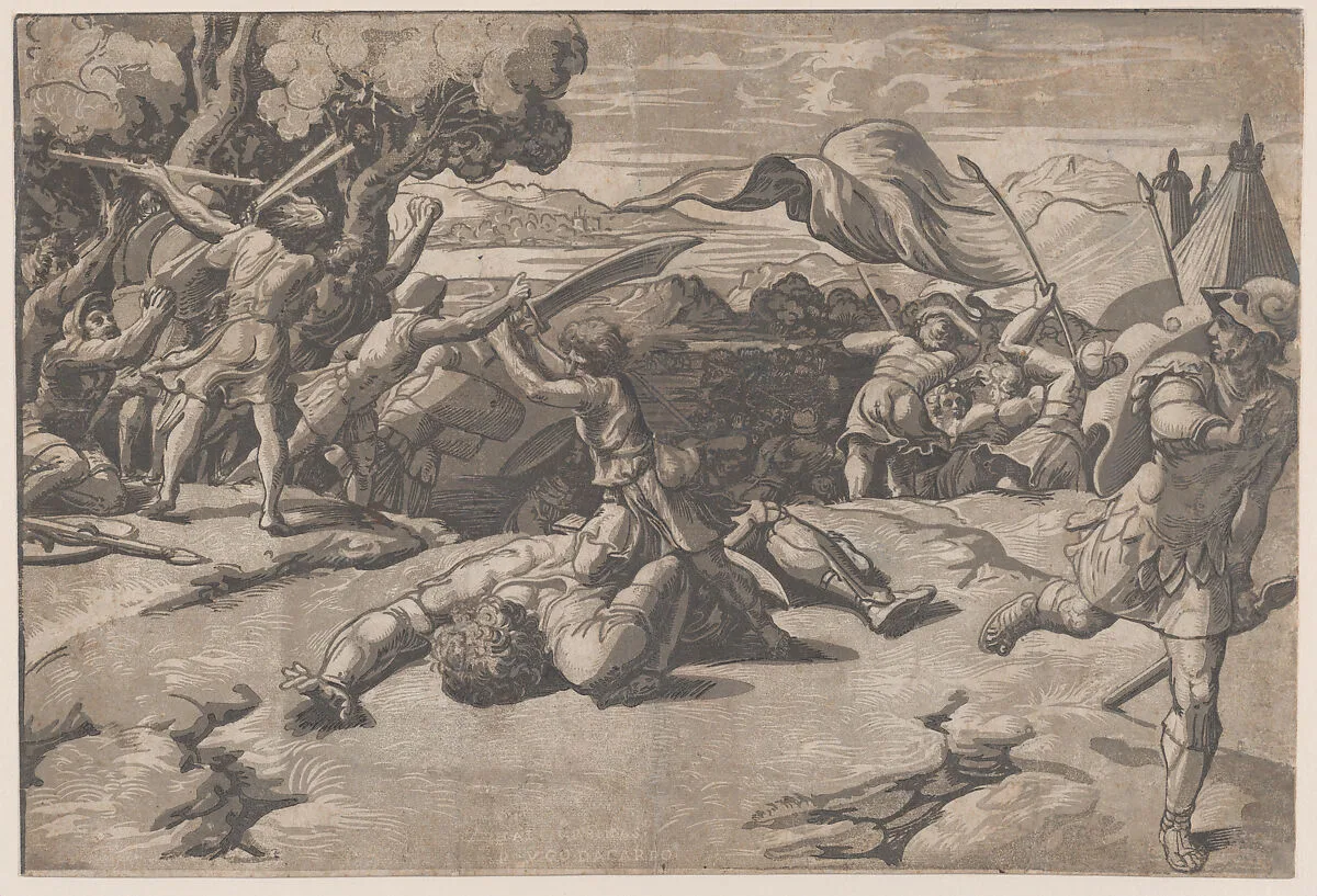 David and Goliath — Marcantonio Raimondi|Ugo da Carpi|Raphael (Raffaello Sanzio or Santi)