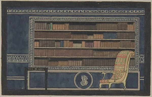 View of Interior for Paris Exhibition 1925, Bookcase Wall Elevation — Erik Gunnar Asplund