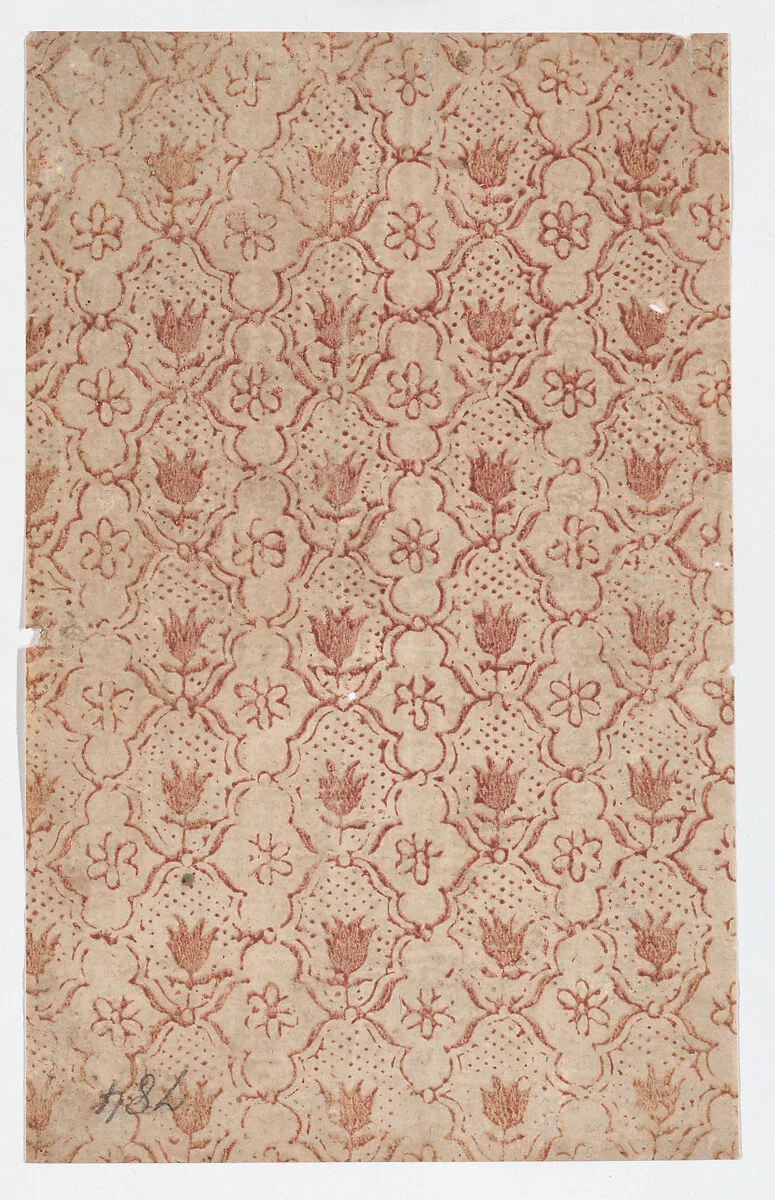 Sheet with overall lattice pattern with flowers — Anonymous