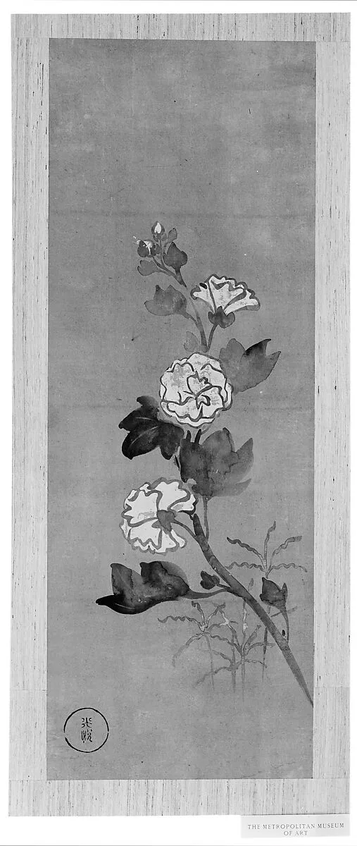 月に兎・牡丹・立葵図|Rabbits under the Moon, Peonies, and Hollyhocks — Ogata Kōrin