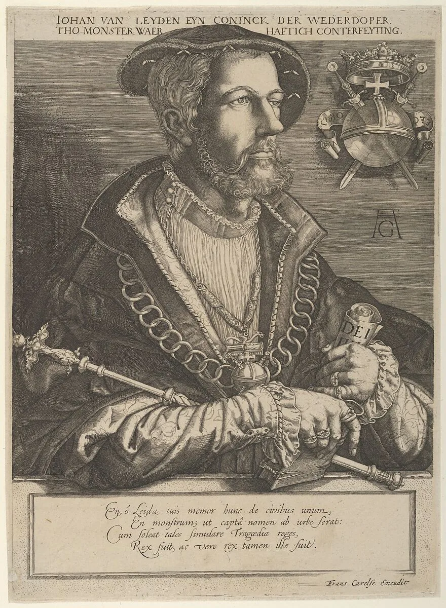 Portrait of Jan van Leiden, a Dutchman and leader of the Münster Anabaptists — Heinrich Aldegrever|Jan Muller|Frans Carelse