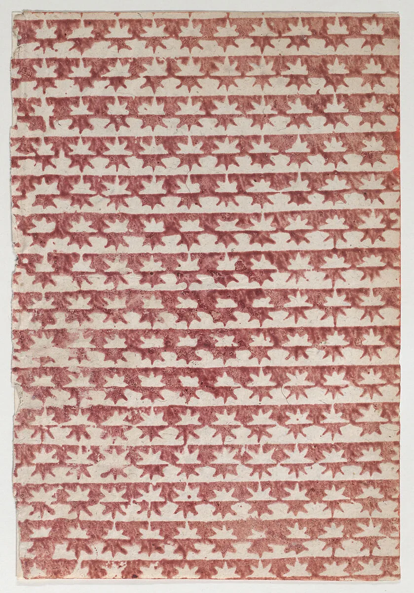 Sheet with overall red star pattern — Anonymous