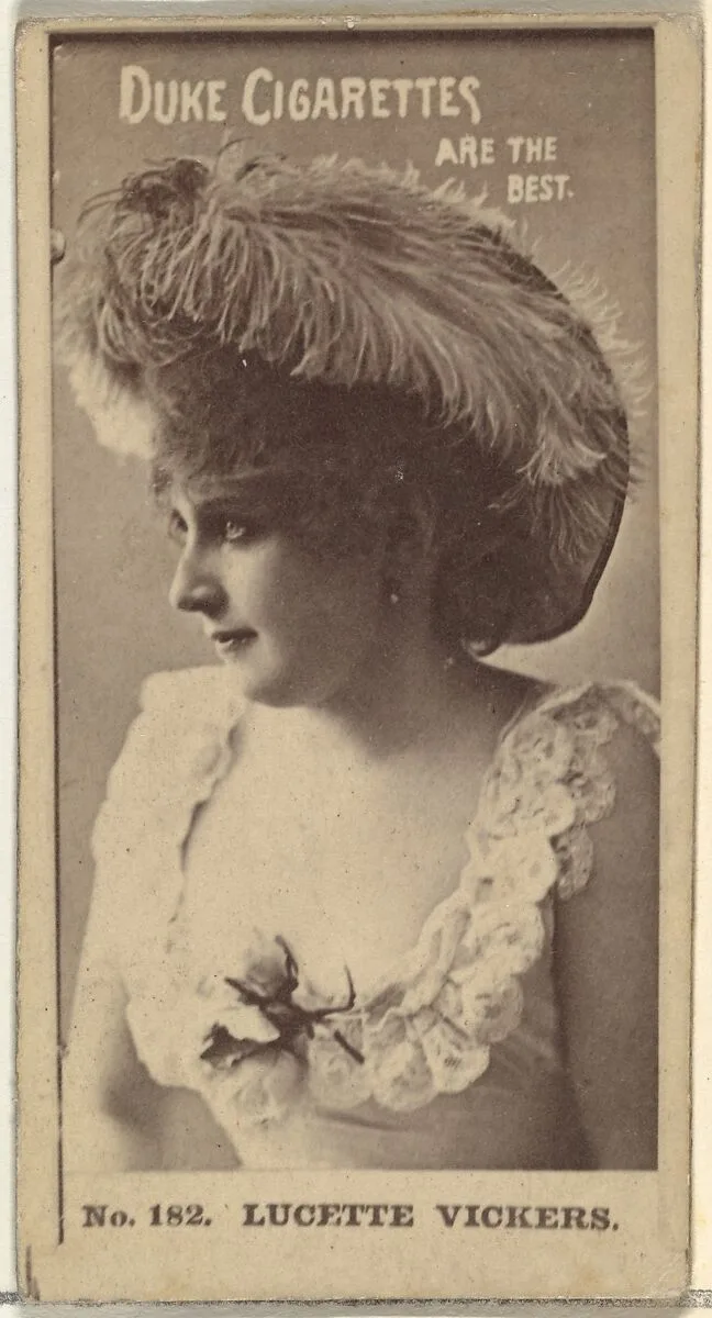 Card Number 182, Lucette Vickers, from the Actors and Actresses series (N145-6) issued by Duke Sons & Co. to promote Duke Cigarettes — W. Duke, Sons & Co.