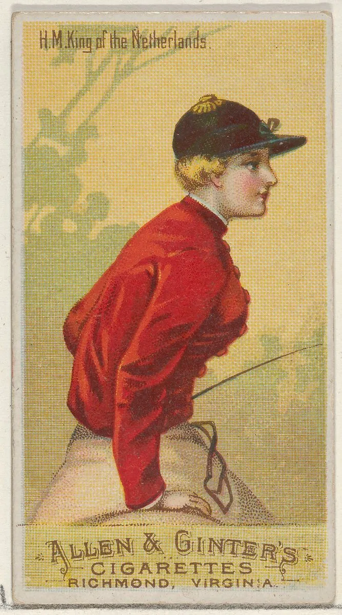 H.M. King of the Netherlands, from the Racing Colors of the World series (N22a) for Allen & Ginter Cigarettes — Allen & Ginter