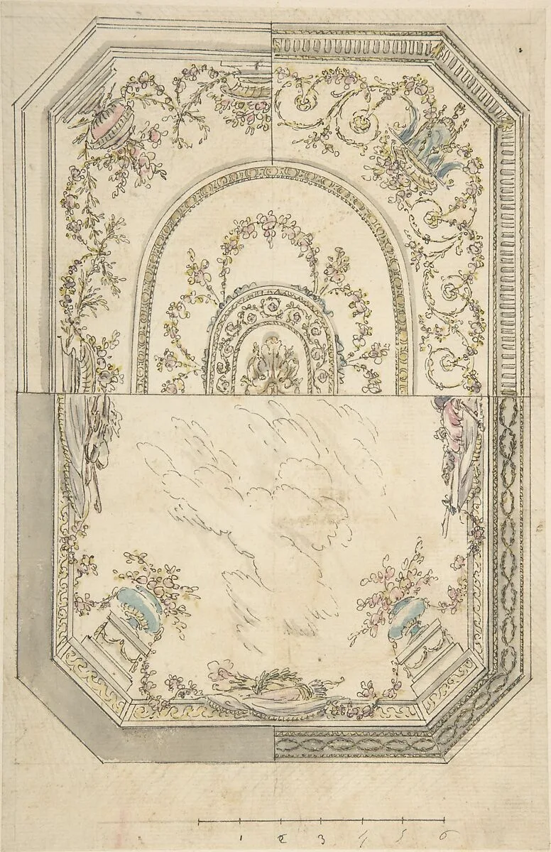 Au Choix Design for a Ceiling — Giovanni Larciani ("Master of the Kress Landscapes")